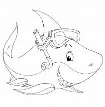 Акула с трубкой для снорклинга - раскраска					№1064