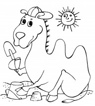Верблюд в песочнице - раскраска					№1103
