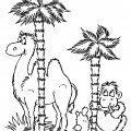 Верблюд под пальмами - раскраска №1107