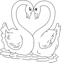 Лебеди вдвоем - раскраска					№2212