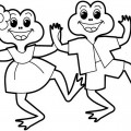 Две лягушки в танце - раскраска №2065