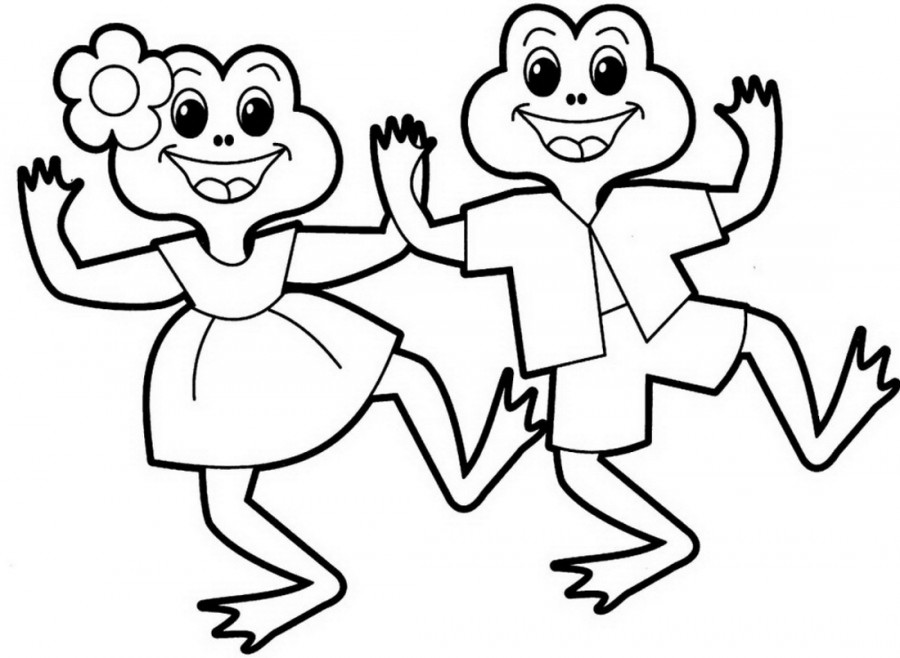 Две лягушки в танце - раскраска №2065