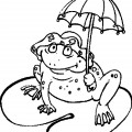 Лягушка под зонтом - раскраска №13107