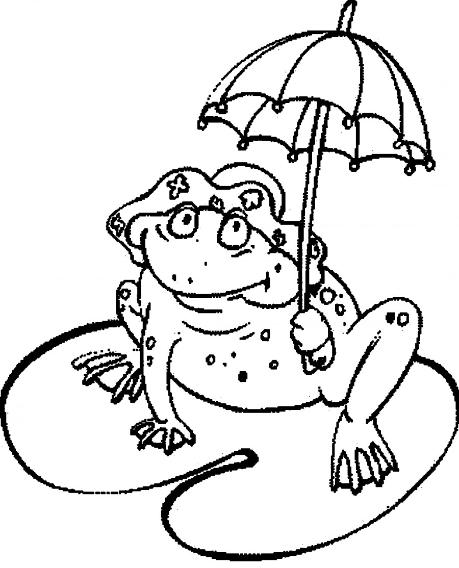 Лягушка под зонтом - раскраска №13107