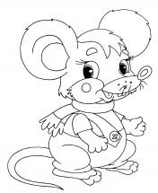 Мышь в шарфике - раскраска					№10423