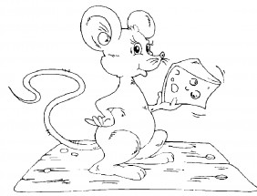Мышь ест сыр - раскраска					№2324