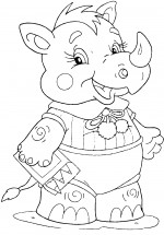Носорог с карандашами - раскраска					№13608