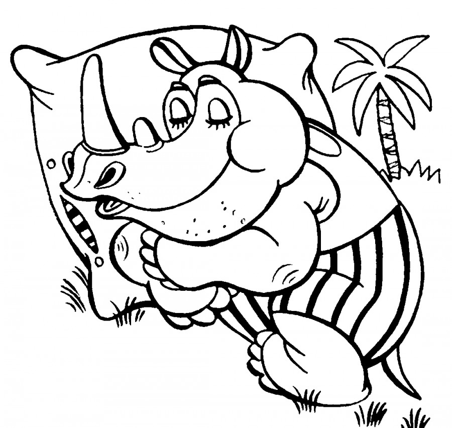Носорог спит - раскраска №2035