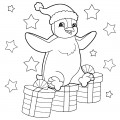 Пингвин и подарки - раскраска №13226