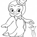 Пингвин с зонтиком - раскраска №12898