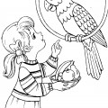 Девочка и попугай - раскраска №2327