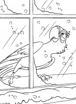 Попугай смотрит в окно - раскраска					№2241