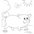 Свинка на солнышке - раскраска №2206