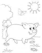 Свинка на солнышке - раскраска					№2206