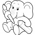 Слон художник - раскраска №2041