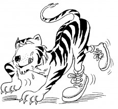 Тигр в кедах - раскраска					№2304