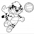 Тигр играет в мяч - раскраска №9826