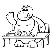 Черепаха в школе - раскраска					№13172