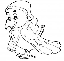 Ворона в шапочке - раскраска					№12421