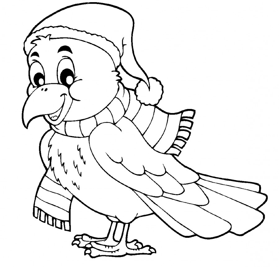 Ворона в шапочке - раскраска №12421