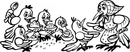 Ворона с детьми - раскраска					№13724
