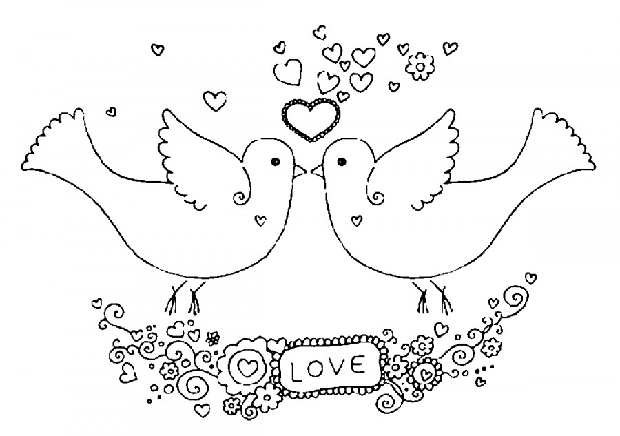 Влюбленные голуби - раскраска №1612