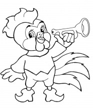 Цыпленок с трубой - раскраска					№11956