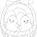 Цыплята в корзинке - раскраска №9657