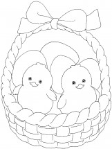 Цыплята в корзинке - раскраска					№9657
