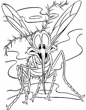 Испуганный комар - раскраска					№11582