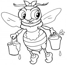 Пчела несет нектар - раскраска					№2285