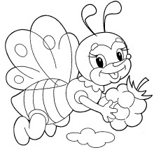 Пчела несет ягоду - раскраска					№12491