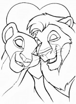 Симба и его львица - раскраска					№2221