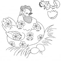 Курица в цветочек - раскраска					№10205