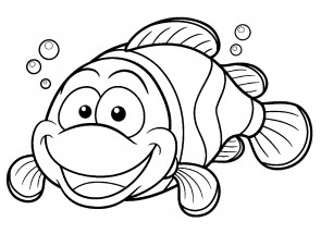 Дружелюбная рыба клоун - раскраска					№10935