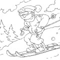 Мальчик на лыжах зимой - раскраска №9631