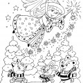 Зимняя фея и звери - раскраска №3210