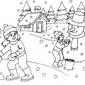 Зимние прогулки детей - раскраска №13560
