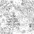 Зима в лесу - раскраска №13946