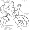 Девочка купается в круге - раскраска №13568