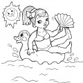 Девочка купается на уточке - раскраска №3985