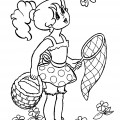 Девочка ловит бабочек - раскраска №10198