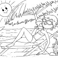 Девушка отдыхает на пляже - раскраска №13761