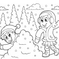 Детские игры зимой - раскраска №11222