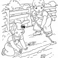 Дети в огороде летом - раскраска №9520
