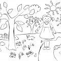 Девочка в лесу - раскраска №8018