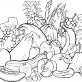 Изобилие овощей и фруктов - раскраска №11559