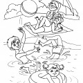 Дети на пляже - раскраска №10795