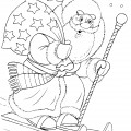 Дед мороз на лыжах и с подарками - раскраска №10800
