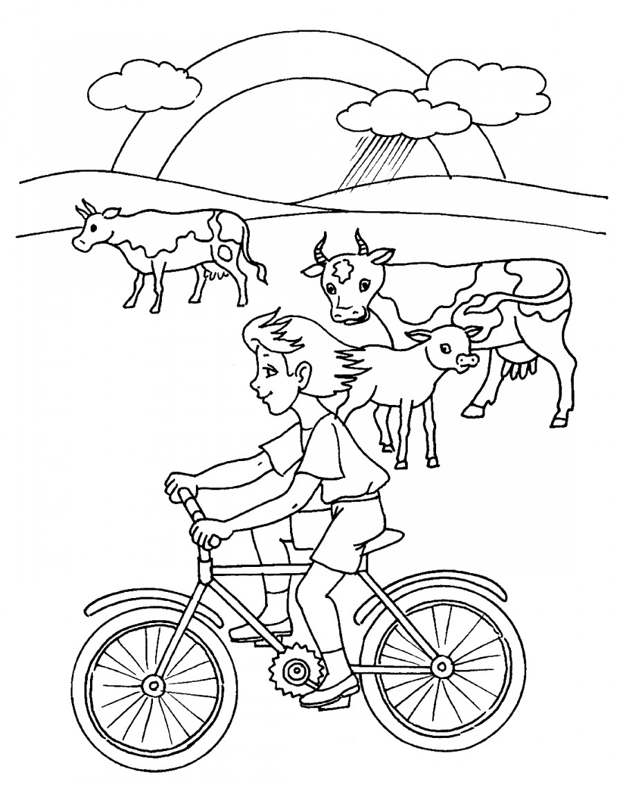 Летние прогулки на велосипеде - раскраска №3996